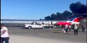 Avión se incendió durante aterrizaje en Miami